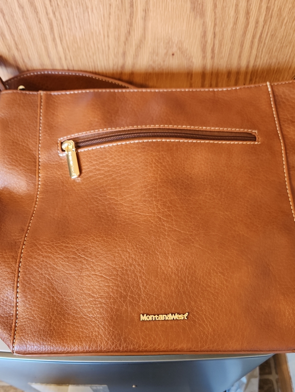 Montana West Brown Leather Hobo Bag with Gold Hardware